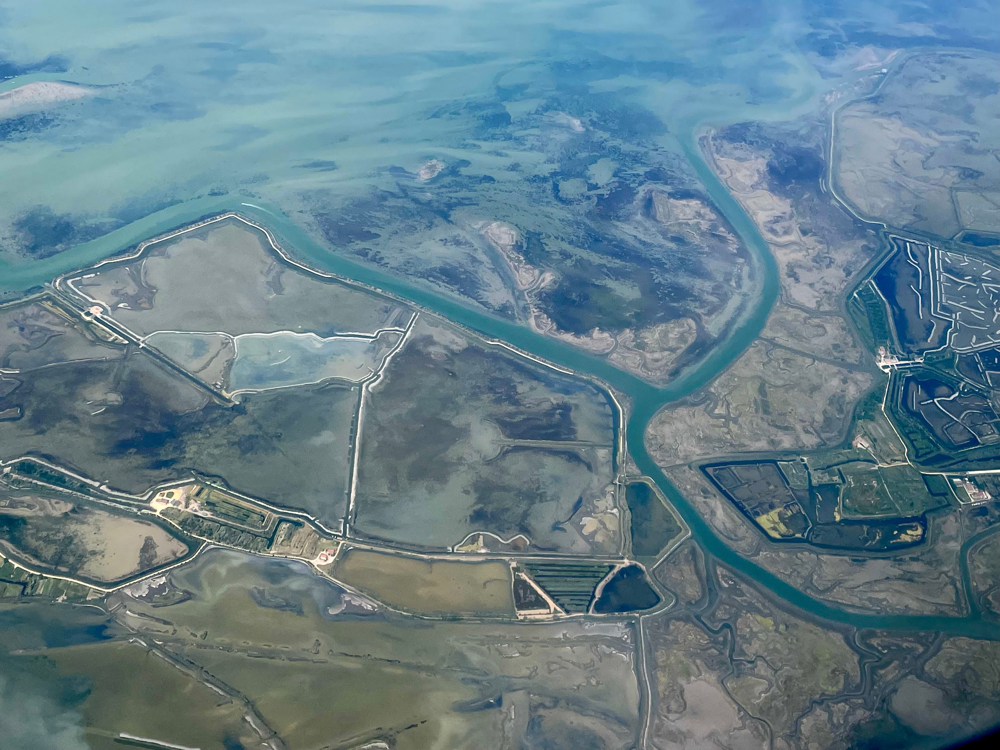 Aerial view of the Venice lagoon.